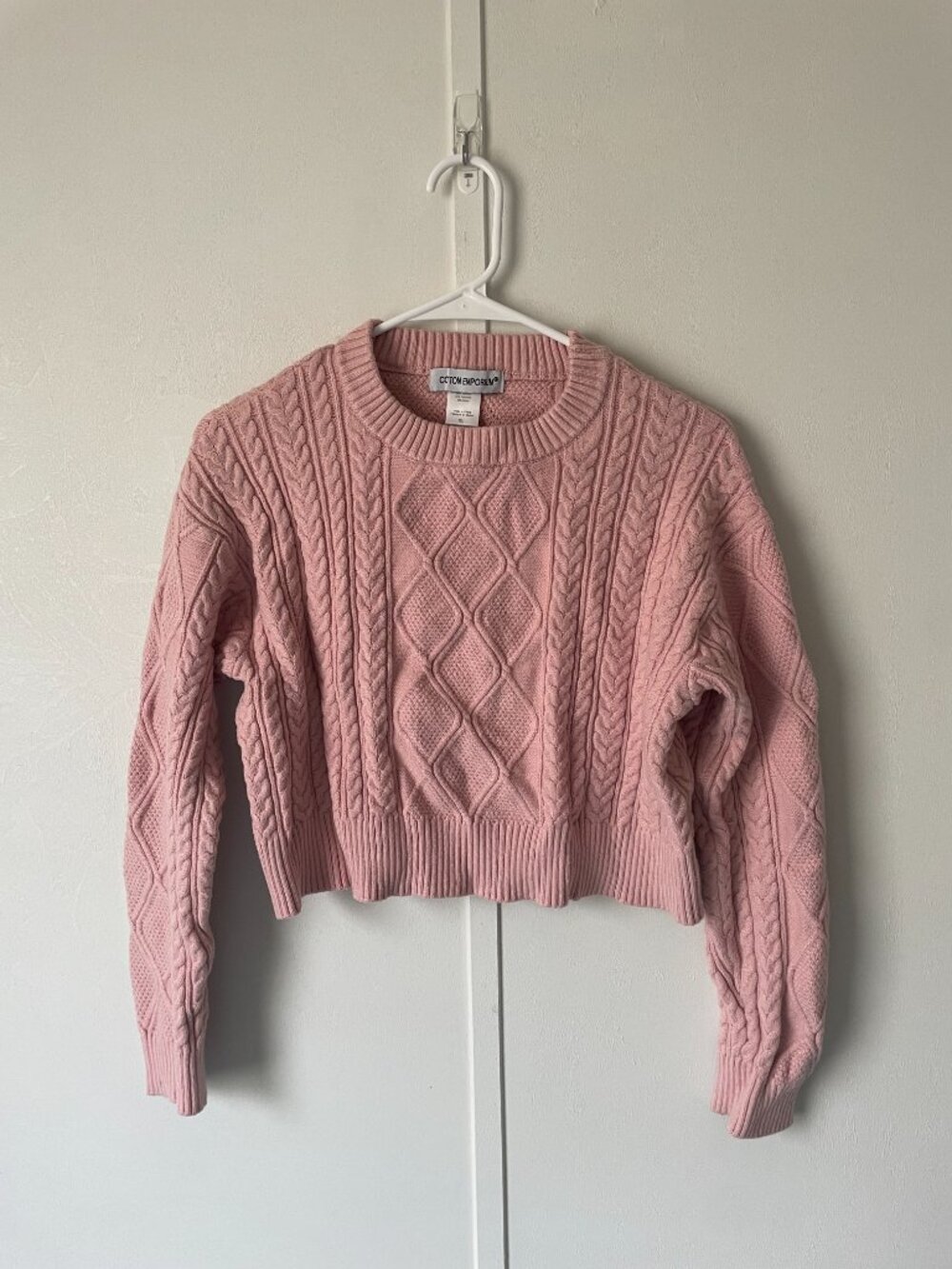 Cotton Emporium Light Pink Cropped Sweater